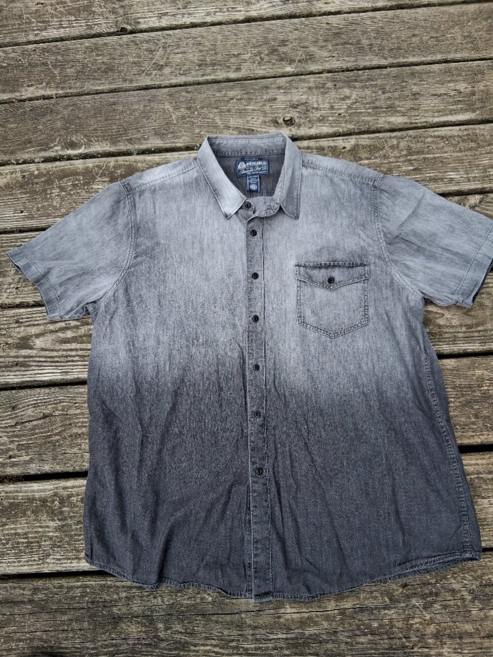 American Rag Shirt Mens 2XL Ombre Gray Short Sleeve Button Front Casual Outdoor